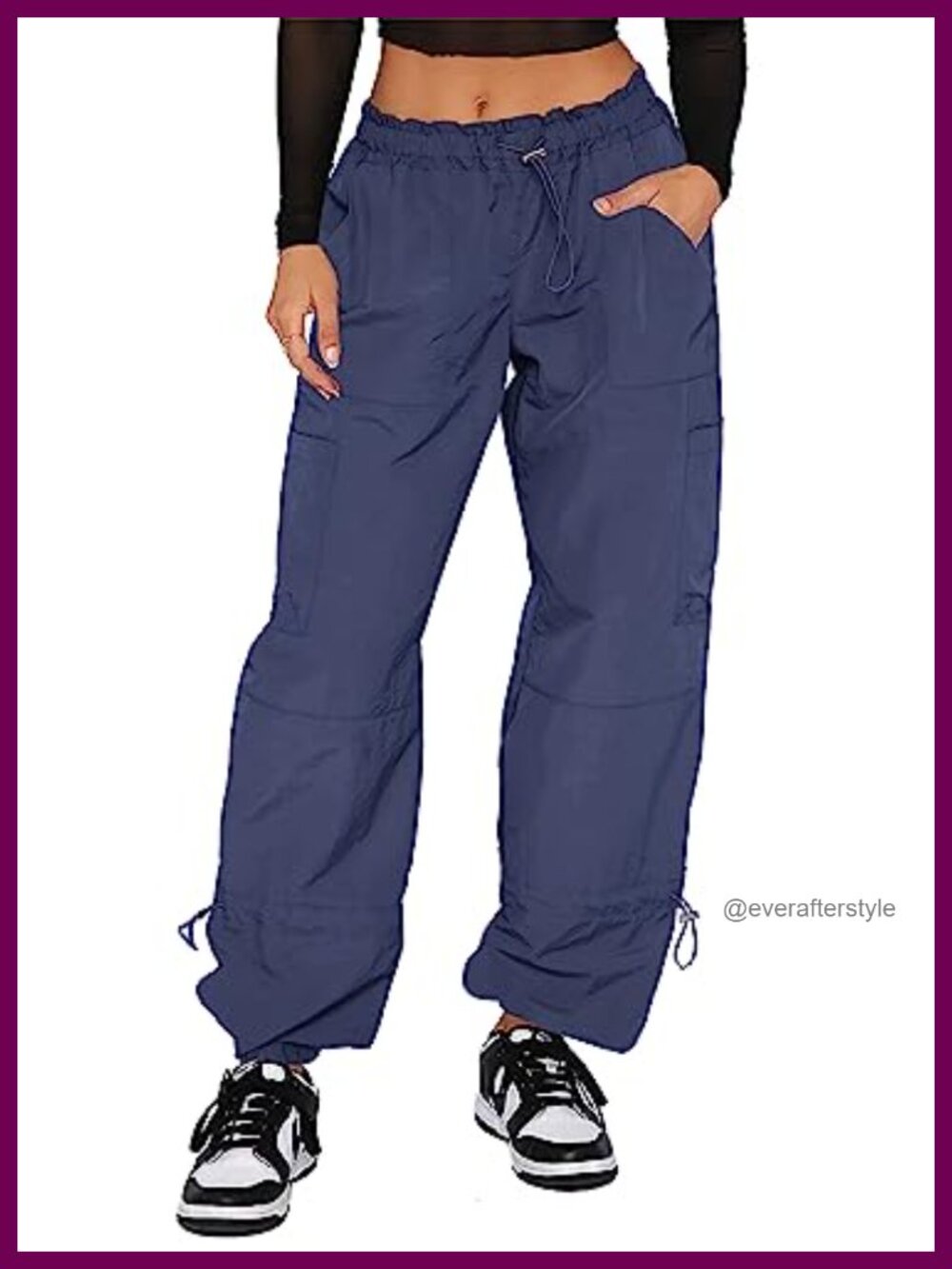 Women's Baggy Cargo Pants Parachute Y2K Pants with Pockets